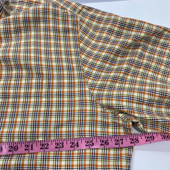Peter Millar Plaid Shirt Men XL Harvest Orange Cotton Button Up Long Sleeve FALL - Picture 7 of 9